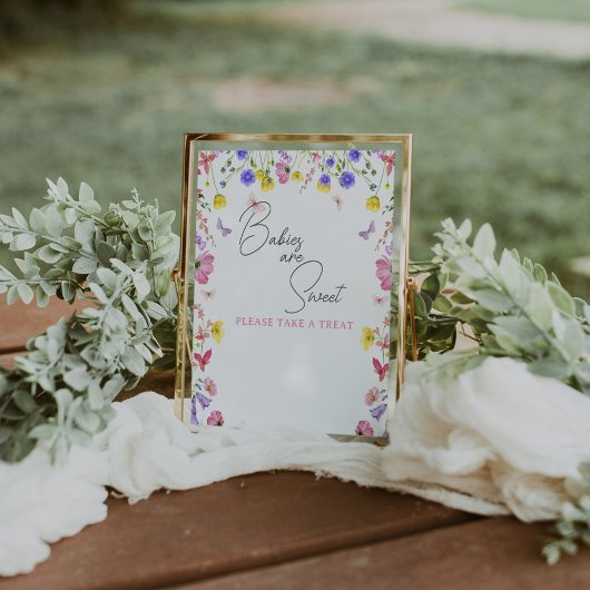 Leckerei Table Sign - Wildblume Kinderdusche oder  Sockelschild