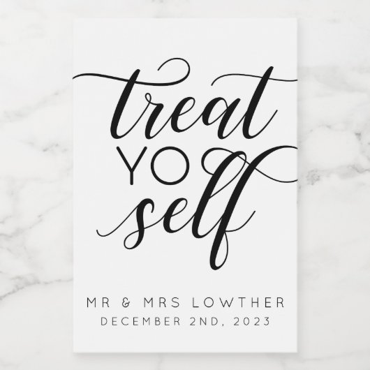 Leckerei Yo Self Calligraphy Style Wedding Weinetikett (Einzelnes Label)