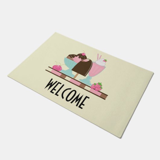 Leckereien aus Eiscreme Willkommen Fußmatte (Schrägansicht)