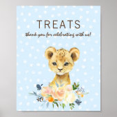 Leckereien Babydusche Lion Cub Floral Blue Poster (Vorne)
