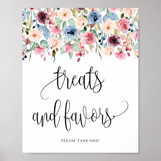 Leckereien + Favoriten Blume Wasserfarbe Poster (Vorne)