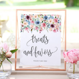 Leckereien + Favoriten Blume Wasserfarbe Poster