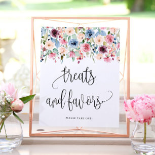 Leckereien + Favoriten Blume Wasserfarbe Poster