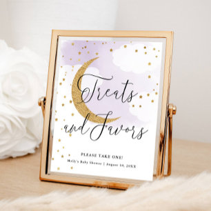 Leckereien & Favoriten Lila Gold Moon Baby Shower  Poster