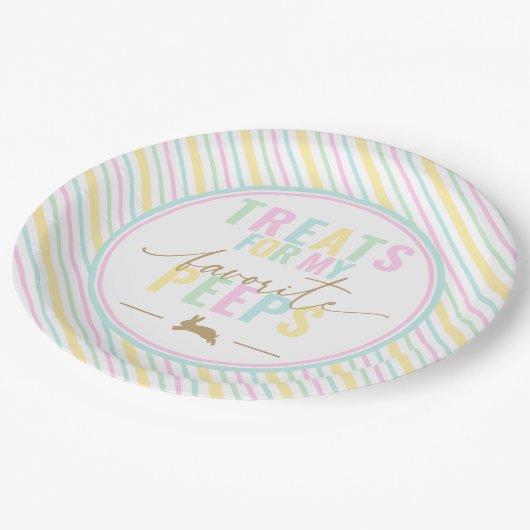 Leckereien für meine Pieps Ostern Bunny Pastel Str Pappteller (Schrägansicht)
