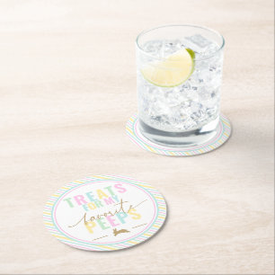 Leckereien für meine Pieps Ostern Bunny Pastel Str Runder Pappuntersetzer