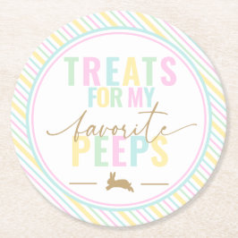 Leckereien für meine Pieps Ostern Bunny Pastel Str Runder Pappuntersetzer