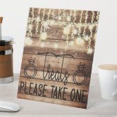 Leckereien nehmen bitte eine rustikale Hochzeit. Sockelschild (In Situ)