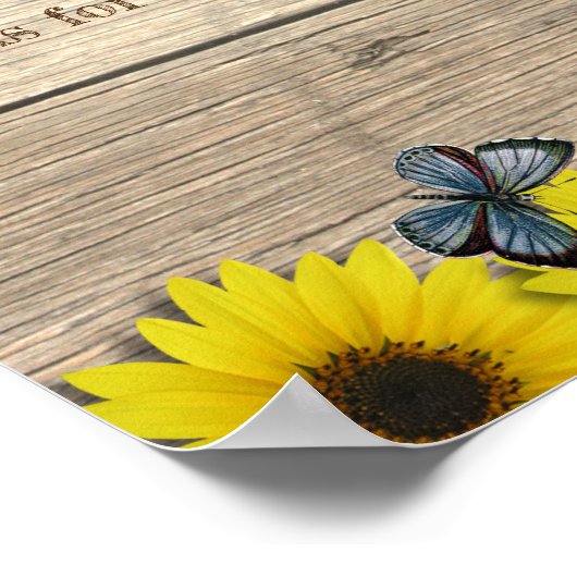 Leckereien Tabelle Rustikale Sonnenblumendusche Poster (Ecke)