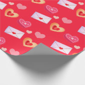 Leckereien und Liebe am Roten und Roten Valentinst Geschenkpapier (Ecke)