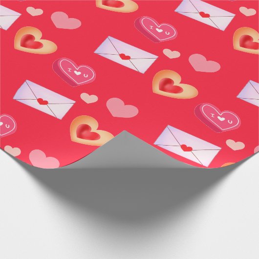 Leckereien und Liebe am Roten und Roten Valentinst Geschenkpapier (Ecke)
