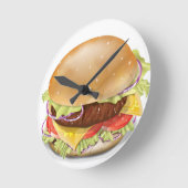 Leckerer Cheeseburger Runde Wanduhr (Winkel)