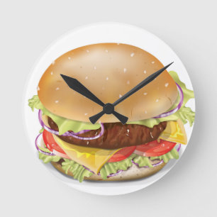 Leckerer Cheeseburger Runde Wanduhr