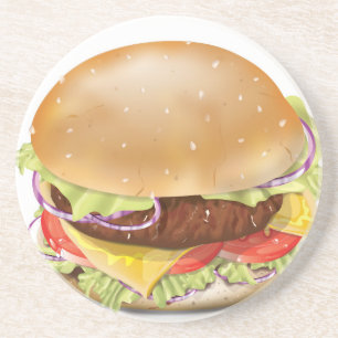 Leckerer Cheeseburger Sandstein Untersetzer