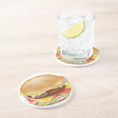 Leckerer Cheeseburger Sandstein Untersetzer (Seite)