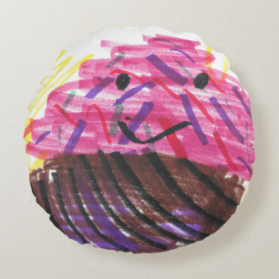 Leckerer Cupcake & Regenbogen Rundes Kissen