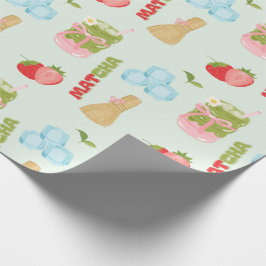 Leckerer Erdbeer-Matcha mit Band Geschenkpapier
