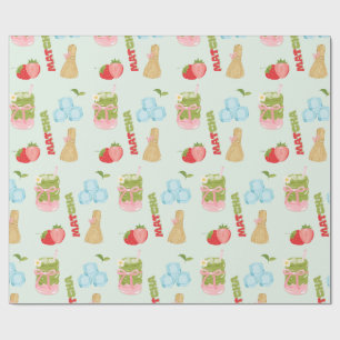 Leckerer Erdbeer-Matcha mit Schleife Geschenkpapier