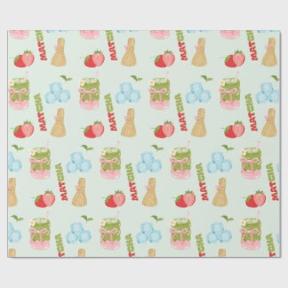 Leckerer Erdbeer-Matcha mit Schleife Geschenkpapier