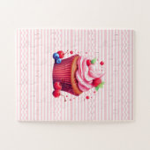 Leckerer Erdbeercupcake Rosa Weiße Puzzles (Horizontal)
