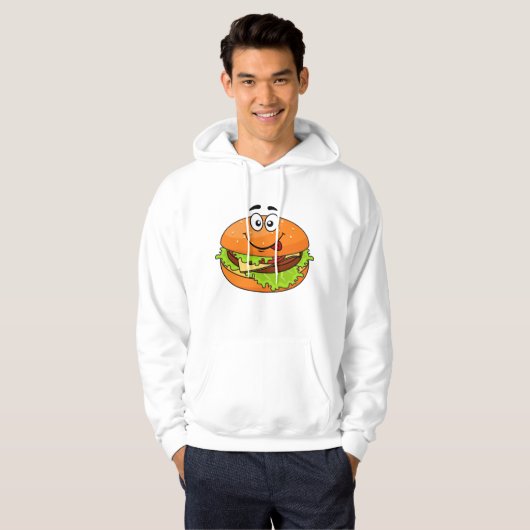 Leckerer Hamburger mit Gesichtsausdruck Hoodie (Vorne ganz)