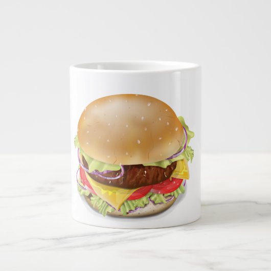 Leckerer Hamburger oder Cheeseburger. Jumbo-Tasse (Vorderseite)