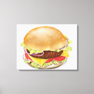 Leckerer Hamburger oder Cheeseburger. Leinwanddruck