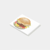 Leckerer Hamburger oder Cheeseburger. Post-it Klebezettel (angewinkelt)