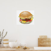 Leckerer Hamburger oder Cheeseburger. Poster (Küche)