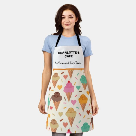 Leckerer individuelle Name mit bunten Eissorten Schürze (Getragen)