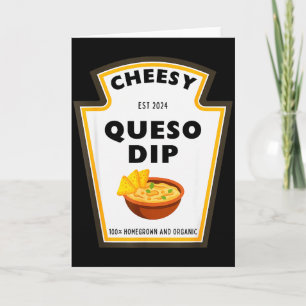 Leckerer käsiger Queso-Dip-Würzmittel-Kostüm-Party Karte
