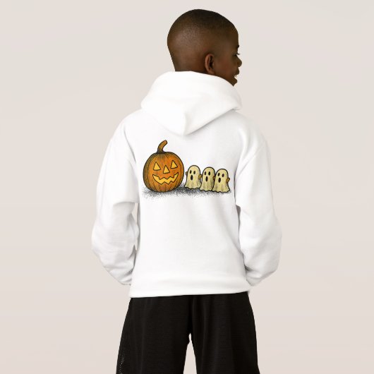 Leckerer Kürbis mit drei Spooky Geistern Hoodie (Schwarz voll)
