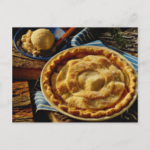 Leckerer Pfirsichkuchen, Vanilleeis Postkarte