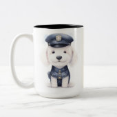 Leckerer Polizist in Aktion...Ärger ausschmeißen Zweifarbige Tasse (Links)