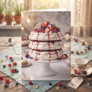 Leckerer süßer Pavlova-Kuchen   Alles Gute zum Geb Karte