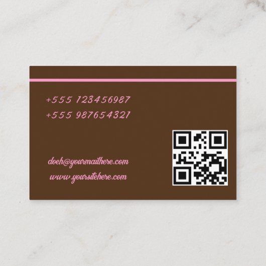 Leckerer Turm aus Erdbeer und Vollmilchschokolade Visitenkarte (Rückseite)