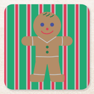 Leckerer und bunter Weihnachtsmann aus Lebkuchen Rechteckiger Pappuntersetzer