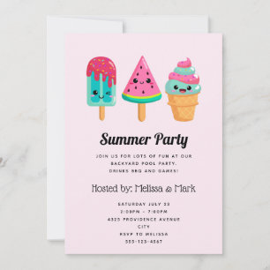 Leckeres Eis-Trio Sommer-Vibe-Party Einladung