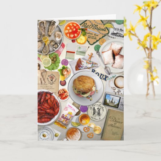 Leckeres Essen in New Orleans Französische Küche Karte (Gelbe Blume)