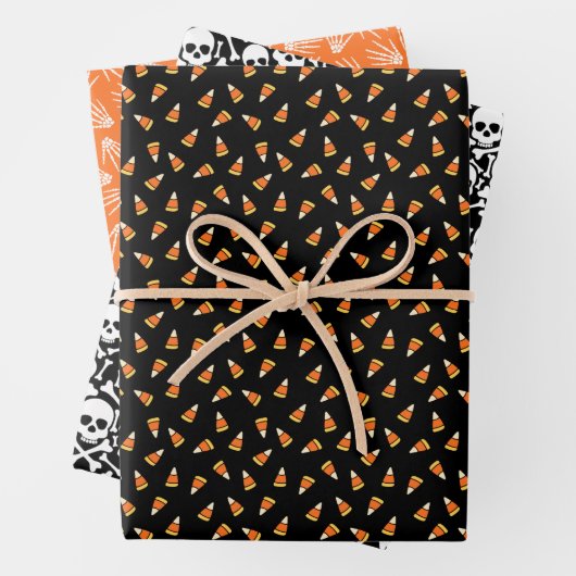 Leckeres Halloween Skull & Candy Cornmuster Geschenkpapier Set (Beispiel)