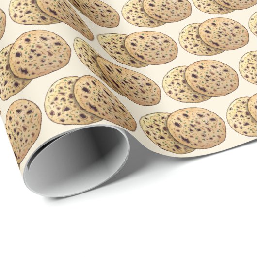 Leckeres Knoblauch Naan Brot Indian Flatbrei Bäcke Geschenkpapier (Rolleneckpunkt)