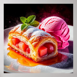 Leckeres Puff Pstry Dessert mit Himbeere Poster