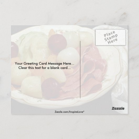 Leckeres Rindfleisch aus Corned und Kohl Postkarte (Rückseite)