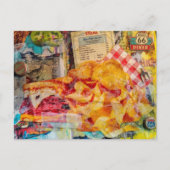 Leckeres Sandwich und Chips Mixed-Media-Collage Postkarte (Vorderseite)