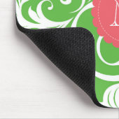 Leckeres Wassermelone-Grün-Monogramm-Blumentapete Mousepad (Ecke)