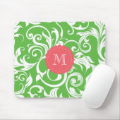 Leckeres Wassermelone-Grün-Monogramm-Blumentapete Mousepad (Mit Mouse)