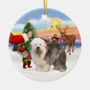 Leckerli für einen Old English Sheepdog Keramikornament