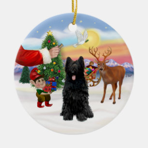 Leckerli für einen schwarzen Briard Keramikornament