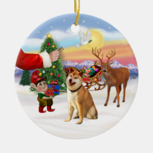 Leckerli für einen Shiba Inu Keramik Ornament