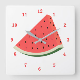 Lecky Watermelon - Sweet Quadratische Wanduhr
